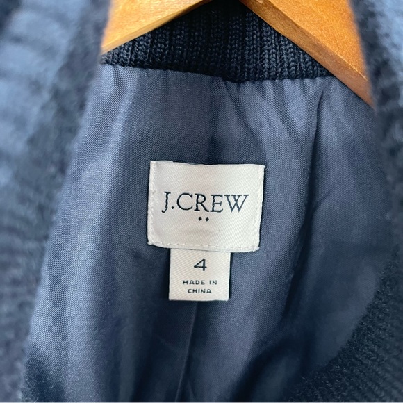 🌸 J. Crew Village Navy Wool Coat Zip Front Jacket Stand Collar - Picture 7 of 9